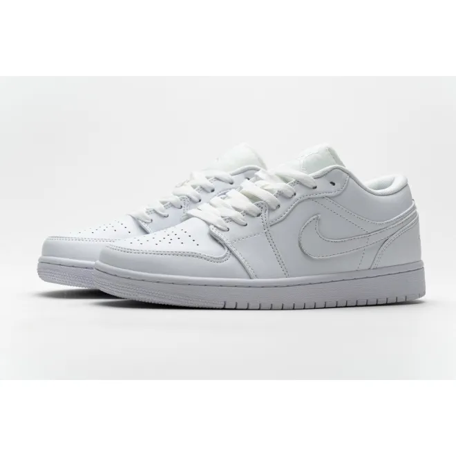 Jordan 1 Low Triple White Tumbled Leather (Cheap Sneakers)