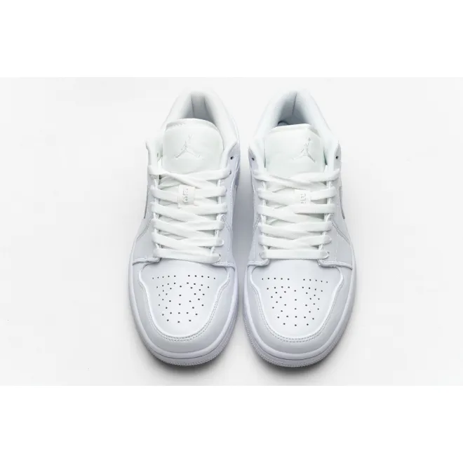 Jordan 1 Low Triple White Tumbled Leather (Cheap Sneakers)