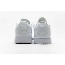 Jordan 1 Low Triple White Tumbled Leather (Cheap Sneakers)