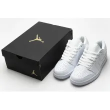 Jordan 1 Low Triple White Tumbled Leather (Cheap Sneakers)