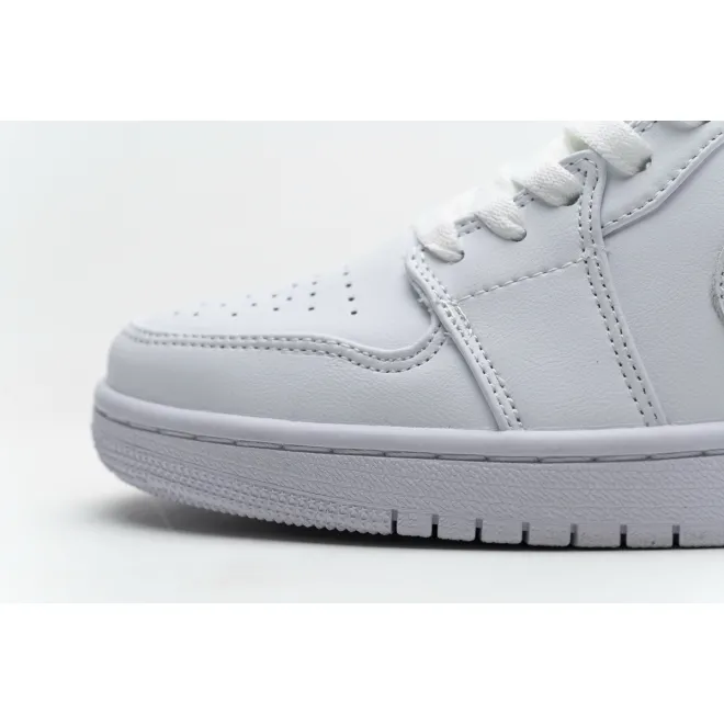 Jordan 1 Low Triple White Tumbled Leather (Cheap Sneakers)