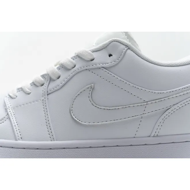 Jordan 1 Low Triple White Tumbled Leather (Cheap Sneakers)