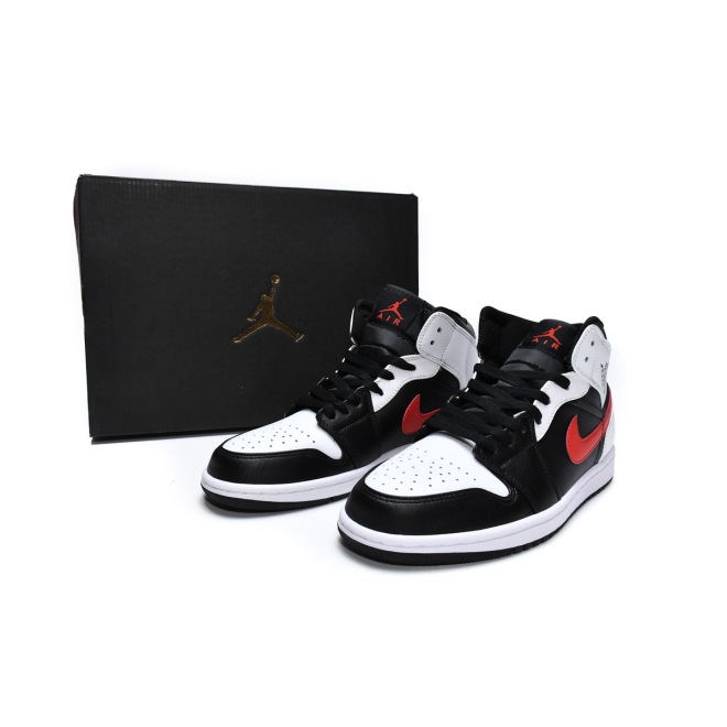 Jordan 1 Mid Black Chile Red White (Mid Quality)