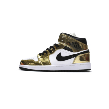 Jordan 1 Mid Metallic Gold Black White (GS) (Mid Quality)
