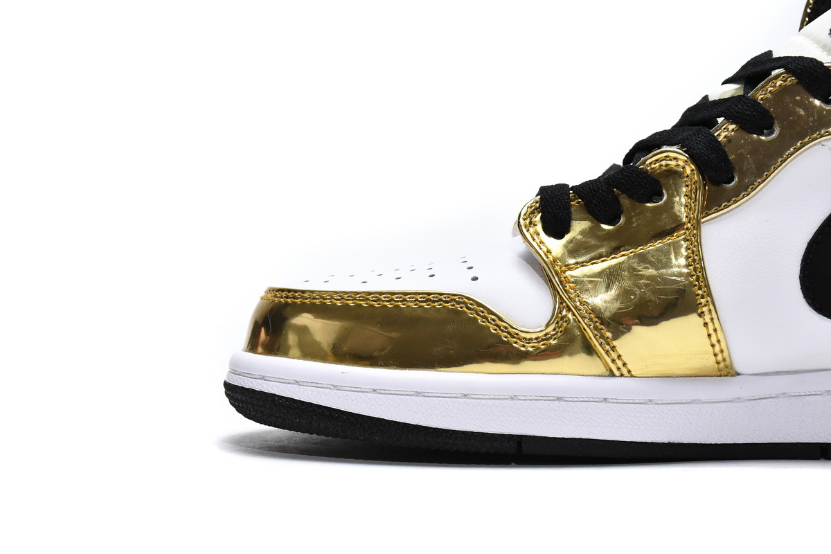 Jordan 1 Mid Metallic Gold Black White (GS) (Mid Quality)