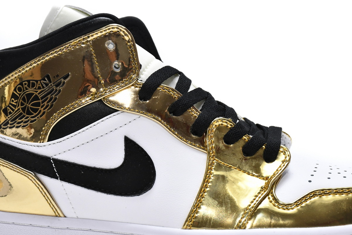 Jordan 1 Mid Metallic Gold Black White (GS) (Mid Quality)