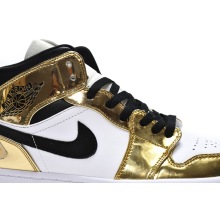 Jordan 1 Mid Metallic Gold Black White (GS) (Mid Quality)