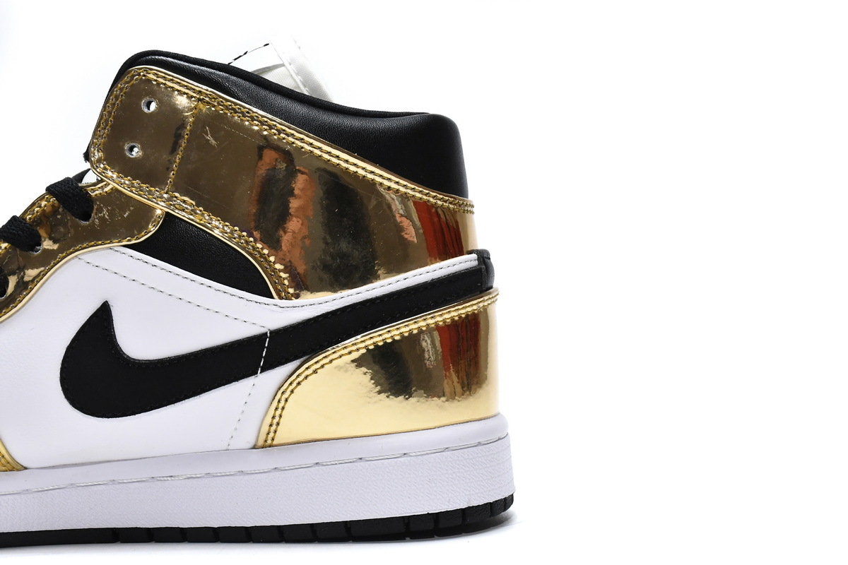 Jordan 1 Mid Metallic Gold Black White (GS) (Mid Quality)