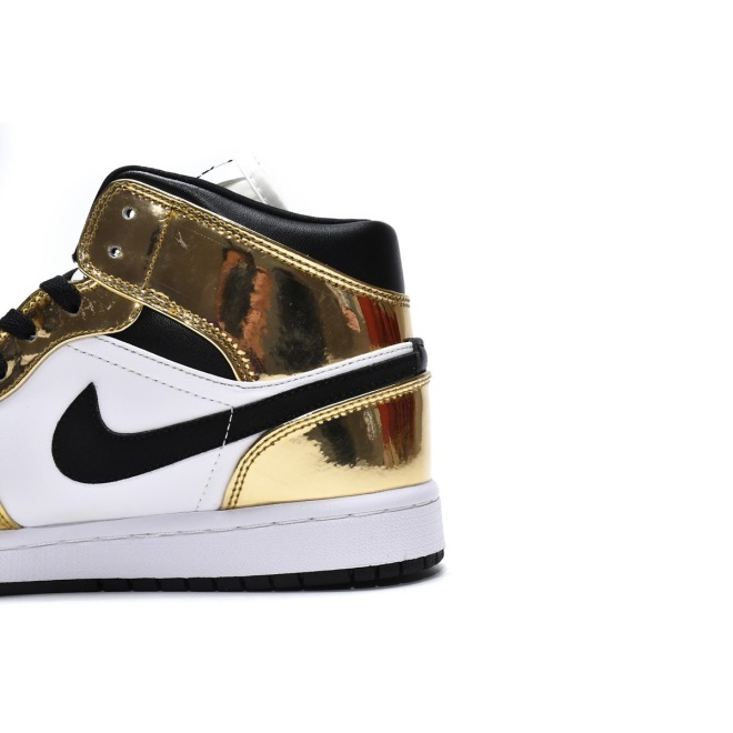 Jordan 1 Mid Metallic Gold Black White (GS) (Mid Quality)