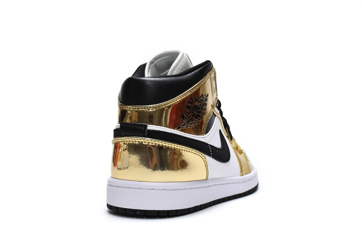 Jordan 1 Mid Metallic Gold Black White (GS) (Mid Quality)