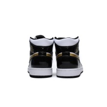 Jordan 1 Mid Patent Black White Gold (Mid Quality)