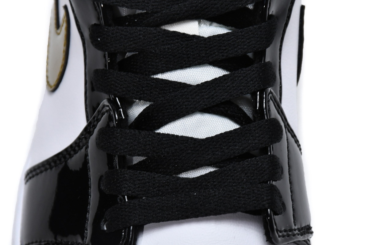 Jordan 1 Mid Patent Black White Gold (Mid Quality)