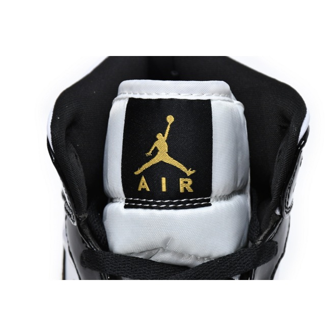 Jordan 1 Mid Patent Black White Gold (Mid Quality)