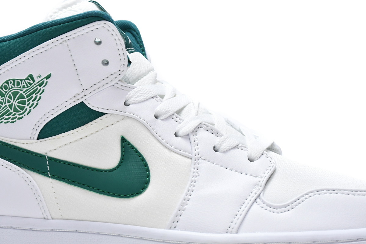 Jordan 1 Mid White Mystic Green (Mid Quality)