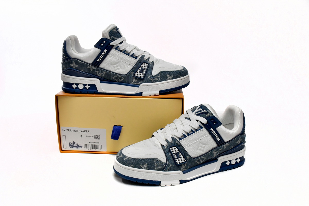 Louis Vuitton LV Trainer Monogram Denim White Blue (Top Quality)
