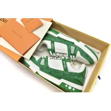 Louis Vuitton Trainer Green Monogram Denim White (Top Quality)