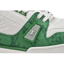 Louis Vuitton Trainer Green Monogram Denim White (Top Quality)