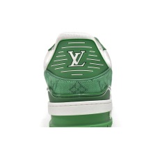 Louis Vuitton Trainer Green Monogram Denim White (Top Quality)