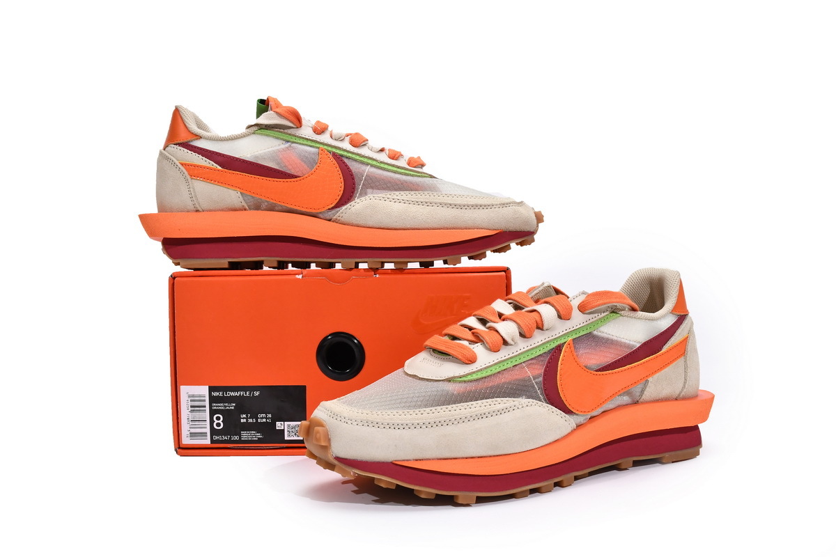 Nike LD Waffle sacai CLOT Kiss of Death Net Orange Blaze