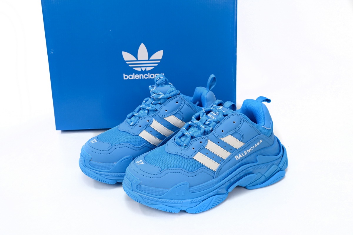 PKGoden adidas x Balenciaga Triple S Blue And White Bars,712764 W2ZB2 4090 