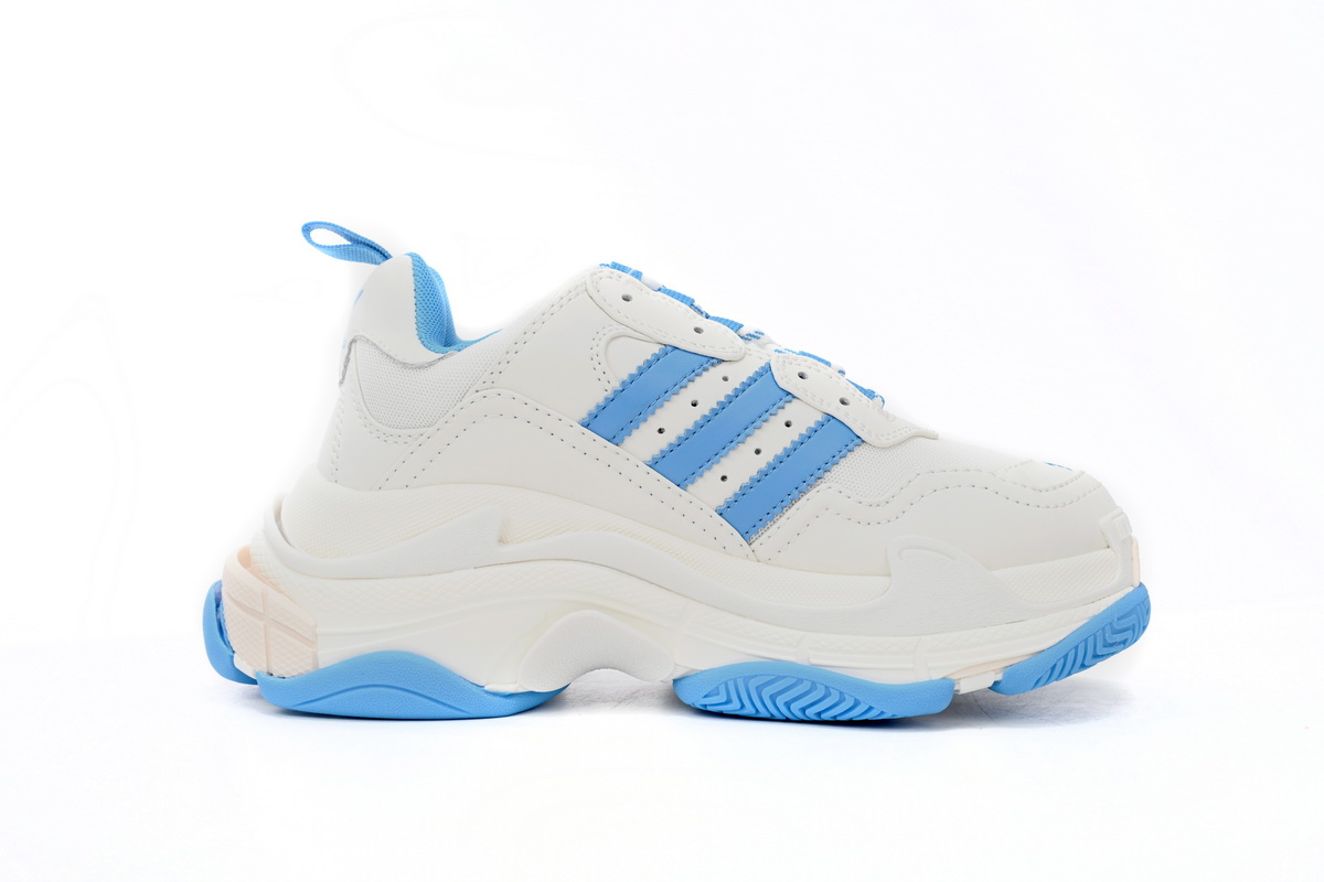 PKGoden adidas x Balenciaga Triple S White And Blue Bars,712764 W2ZB3 9040