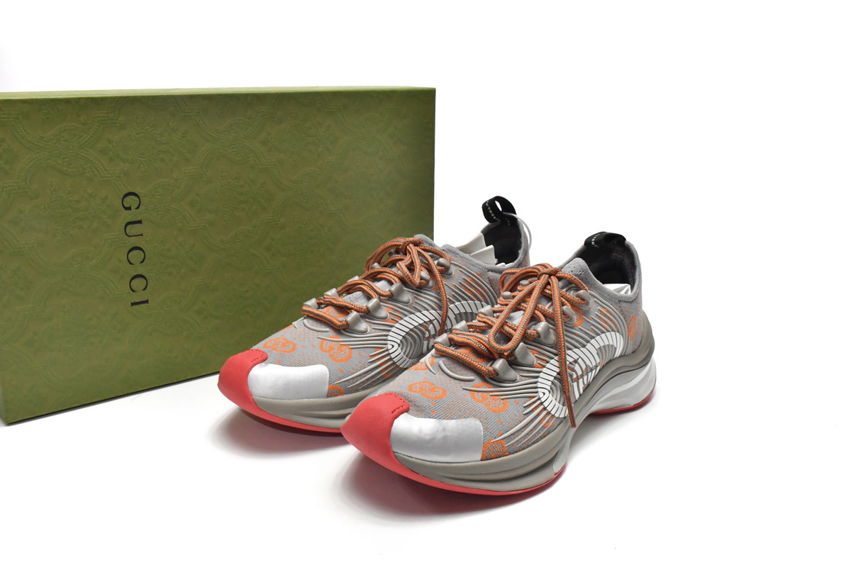 PKGoden Gucci Run Sneakers Grey Red,680900-UF310-1270