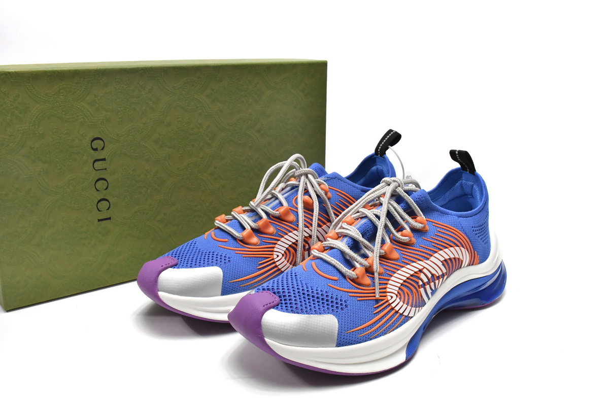 Replica Gucci Run Sneakers White Blue Orange,680893-UFE10-8880