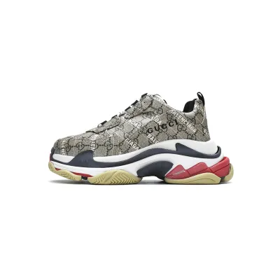 Replica Gucci x Balenciaga Triple S Black Red 01
