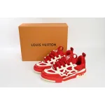 Replica Louis Vuitton Leather lace up Fashionable Board Shoes Red,51BCOLRB