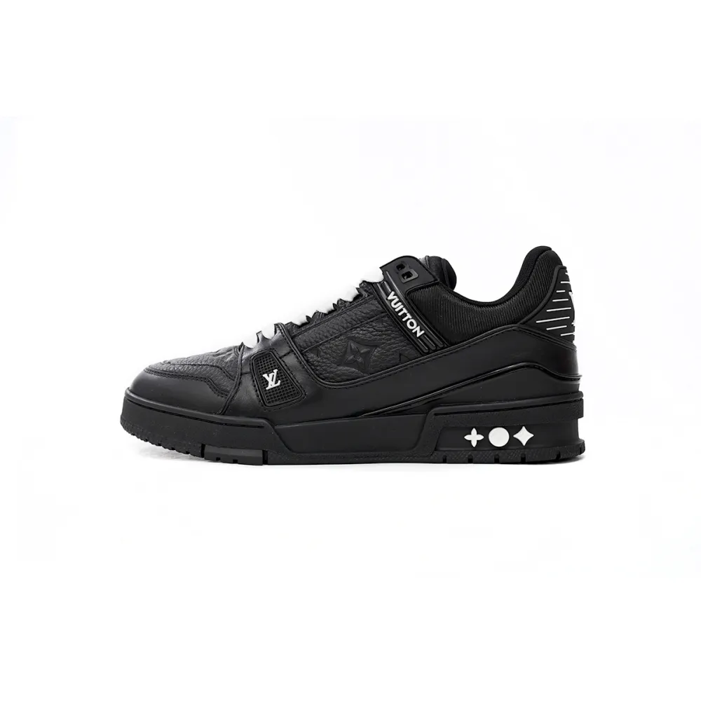 Replica Louis Vuitton Trainer All Black Embossing,1AARER