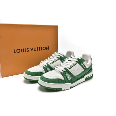 Replica Louis Vuitton Trainer Green Cloth Surface,VL1201 01