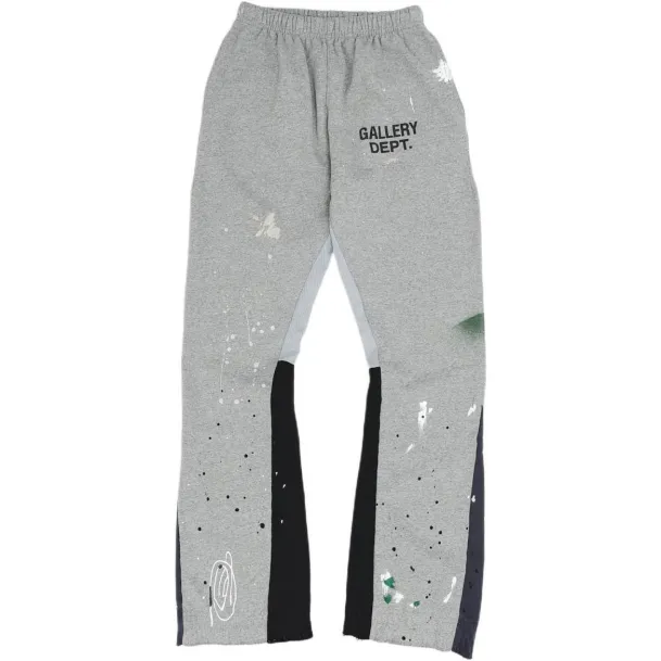 Gallery Dept. Painted Flare Sweat Pants Heather Grey Damaged Cotton 