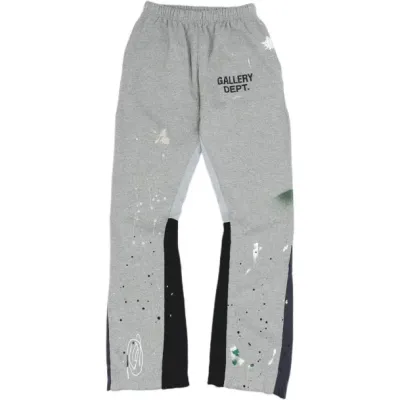 Gallery Dept. Painted Flare Sweat Pants Heather Grey Damaged Cotton  01