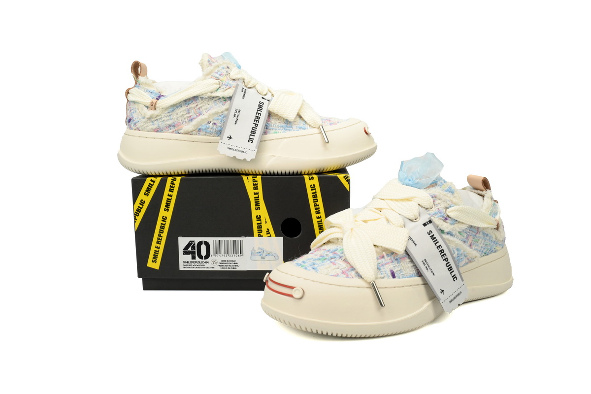 Smilerepublic Glacier mint Tan Jianci can replace open mouth laughing thick sole low cut canvas shoes