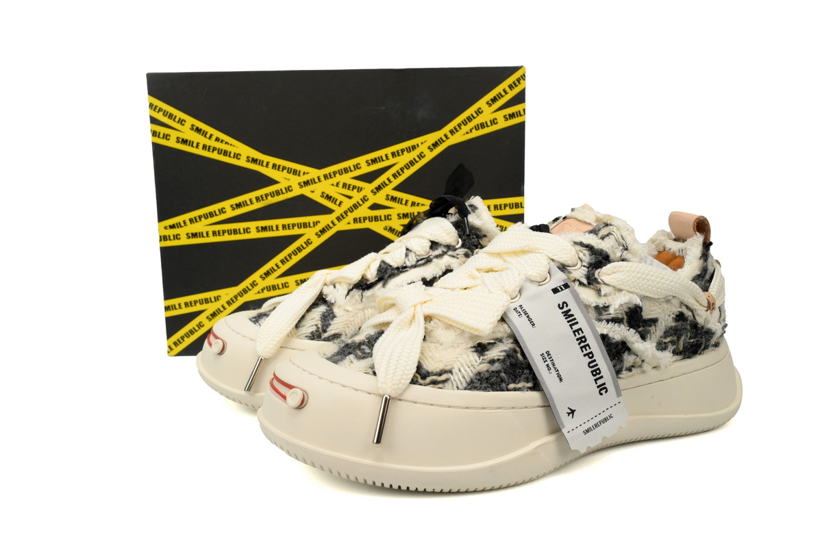 Smilerepublic Cheese Cat Color Block Tan Jianci Herringbone coarse pattern can replace open mouth low cut canvas shoes