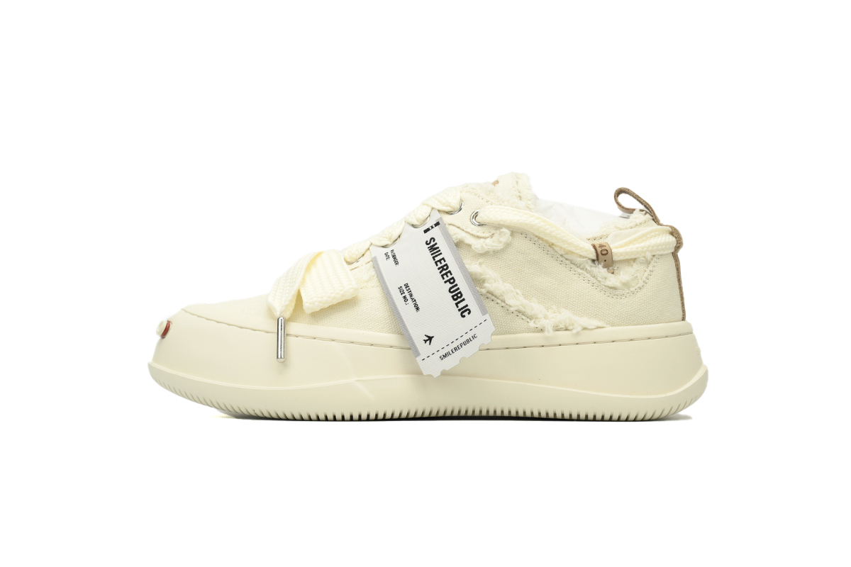 Smilerepublic Classic White Tan Jianci Replaceable open mouth low cut canvas shoes