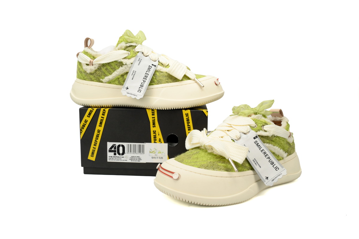 Smilerepublic Coarse green sandalwood Jian Ci replaceable low cut canvas shoes with open mouth smile