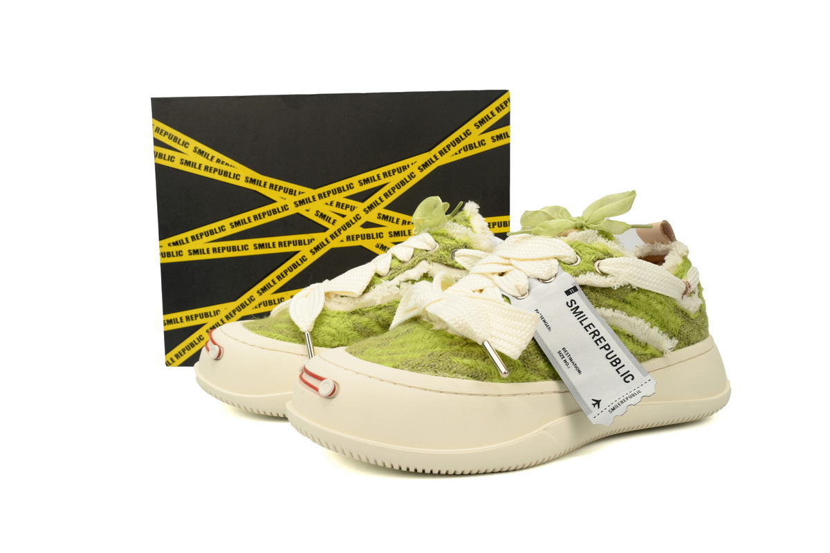 Smilerepublic Coarse green sandalwood Jian Ci replaceable low cut canvas shoes with open mouth smile
