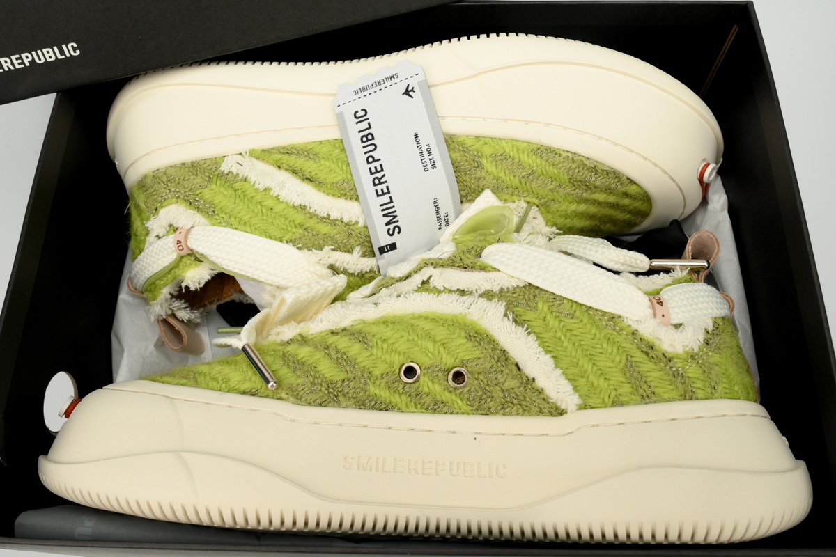 Smilerepublic Coarse green sandalwood Jian Ci replaceable low cut canvas shoes with open mouth smile