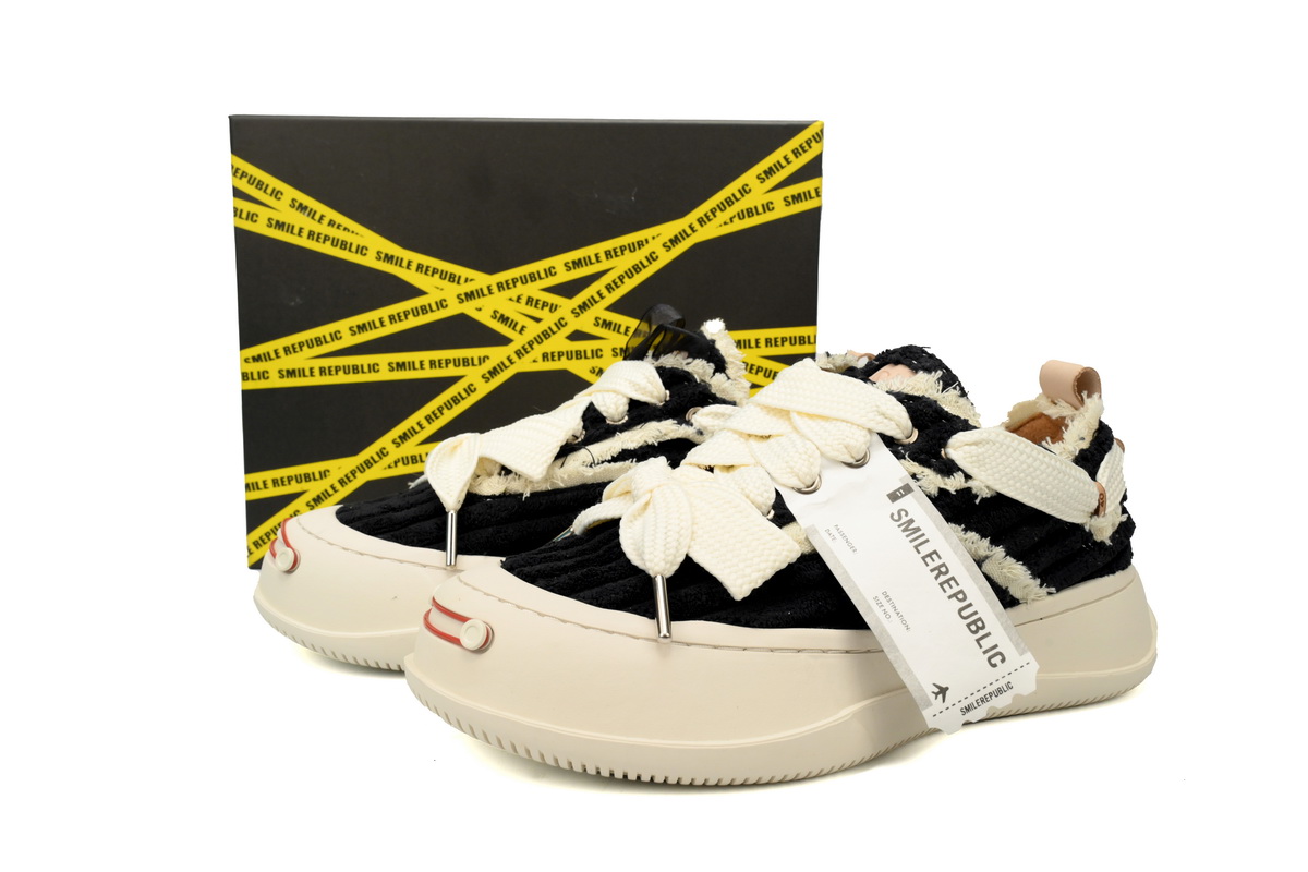 Smilerepublic Coarse woolen black Tan Jianci Corduroy replaceable open cut low cut canvas shoes