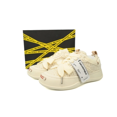 Smilerepublic Coarse woolen white cloth Tan  Jianci Replaceable open mouth low cut canvas shoes 02