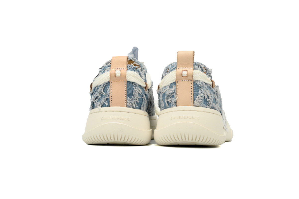 Smilerepublic Denim plaid Tan Jianci Replaceable open mouth low cut canvas shoes