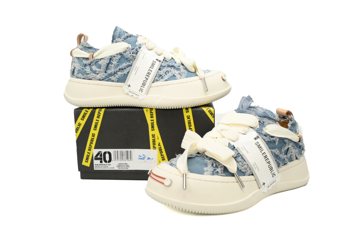 Smilerepublic Denim plaid Tan Jianci Replaceable open mouth low cut canvas shoes