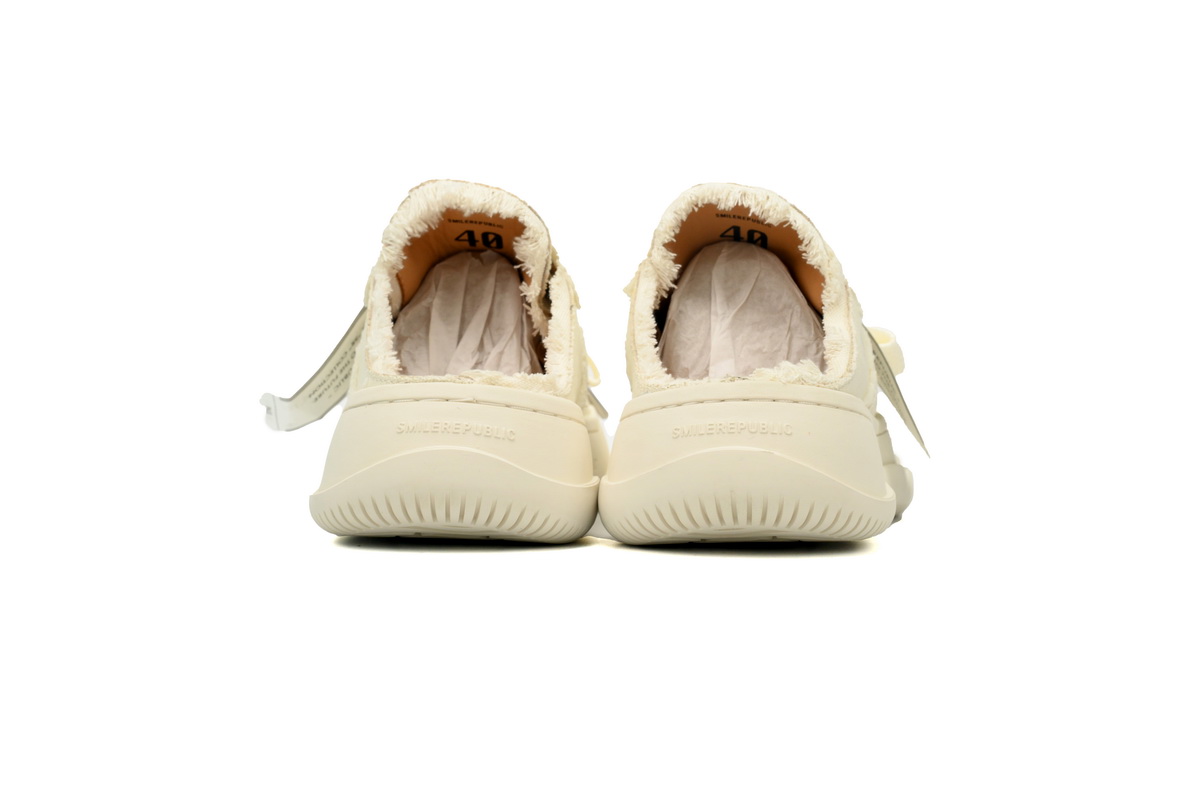 Smilerepublic Half white Tan  Jianci can Replaceable open mouthed thick sole half support low top canvas shoes