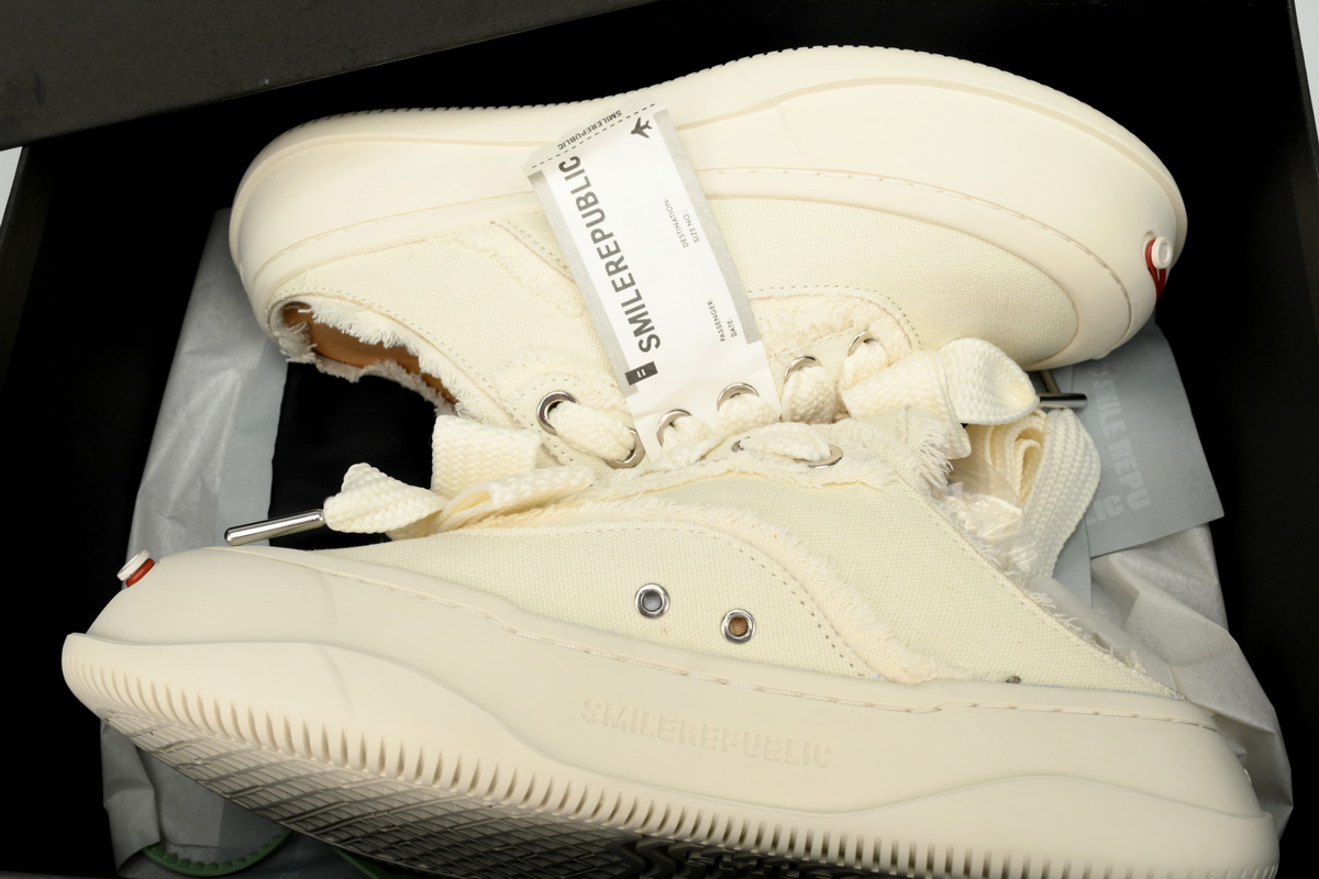 Smilerepublic Half white Tan  Jianci can Replaceable open mouthed thick sole half support low top canvas shoes