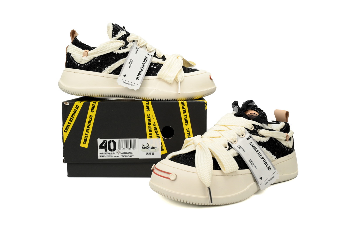 Smilerepublic Obsidian Tan Jianci Replaceable open mouthed thick soled low cut canvas shoes