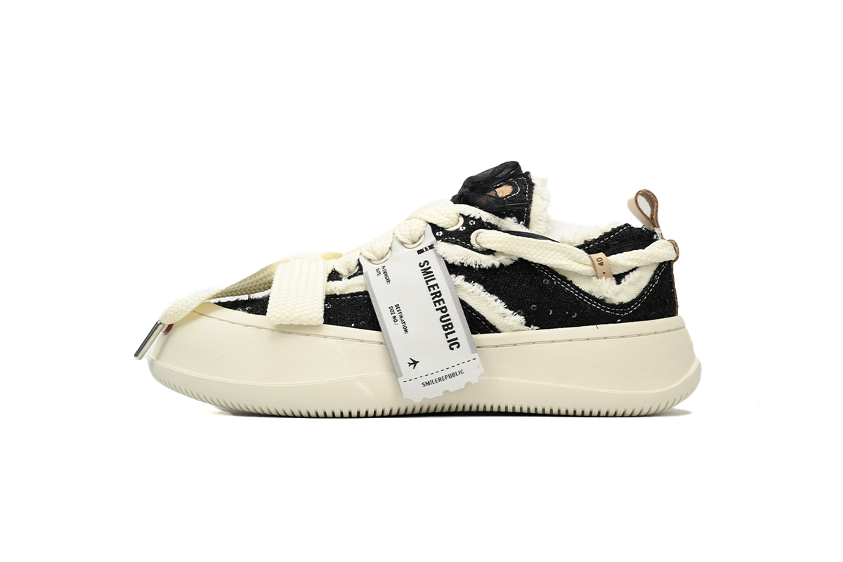 Smilerepublic Obsidian Tan Jianci Replaceable open mouthed thick soled low cut canvas shoes