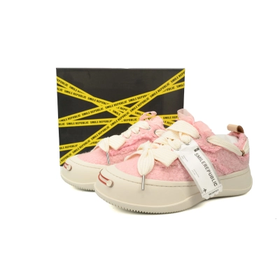 Smilerepublic Pink woolen fabric Tan Jianci Replaceable open mouthed thick soled low cut canvas shoes 02
