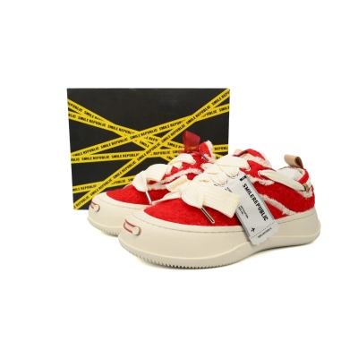 Smilerepublic Red woolen fabric Tan Jianci Replaceable open mouthed thick soled low cut canvas shoes 02