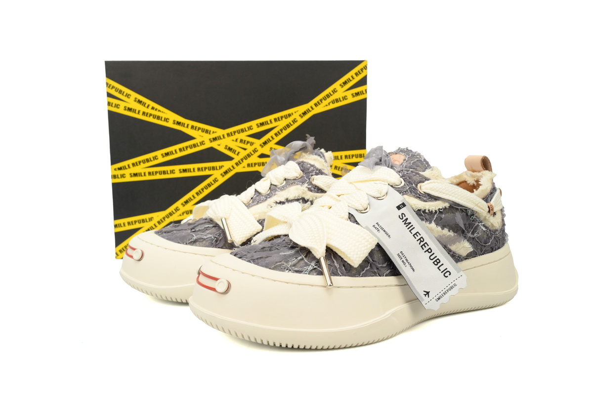 Smilerepublic Silver Frost Rose Tan Jianci Replaceable open mouthed thick soled low cut canvas shoes